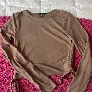 Forever 21 Brown Long Sleeve Ribbed Top